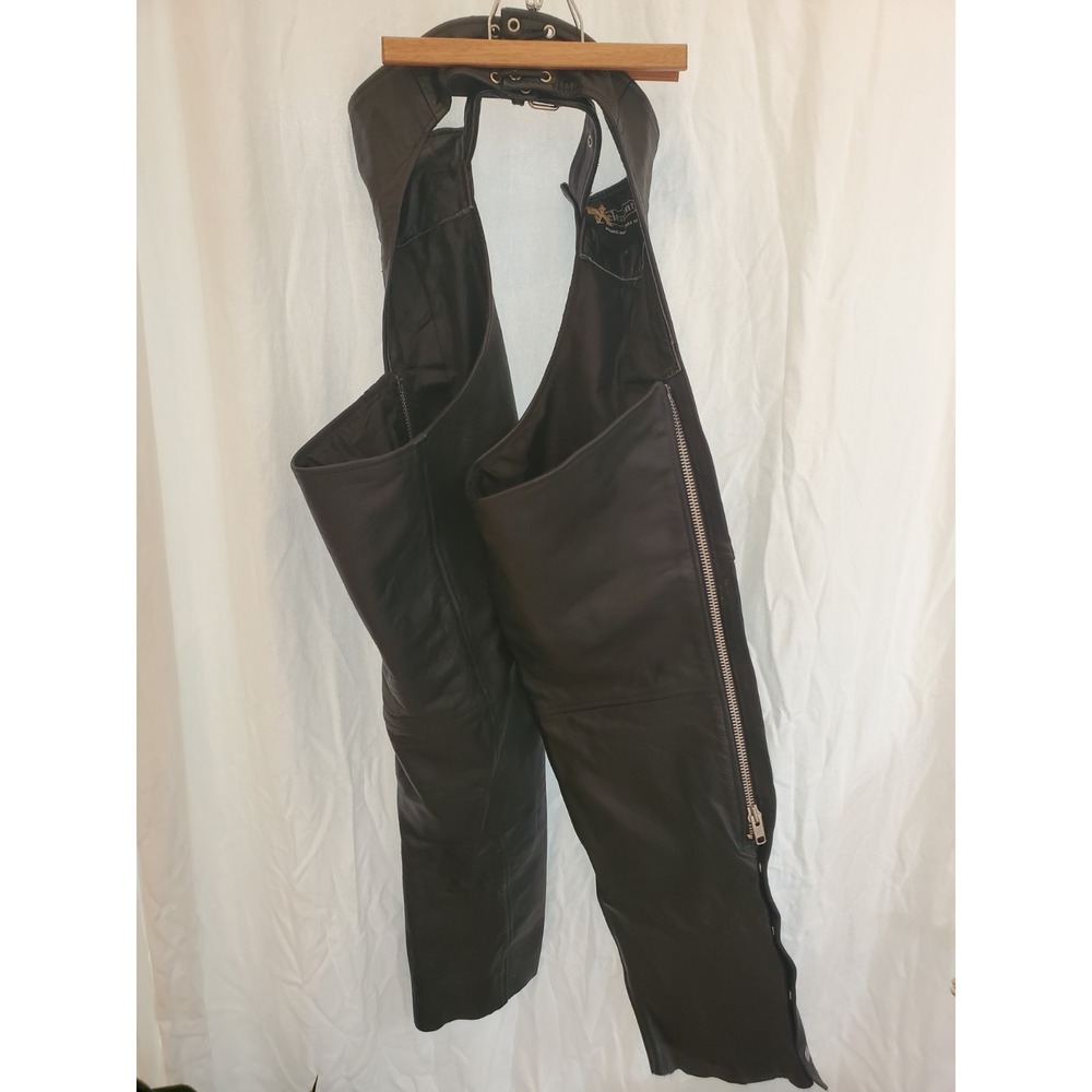 Xelement Women's Genuine Leather Motorcycle Chaps Black Lace Up Size‎ 12